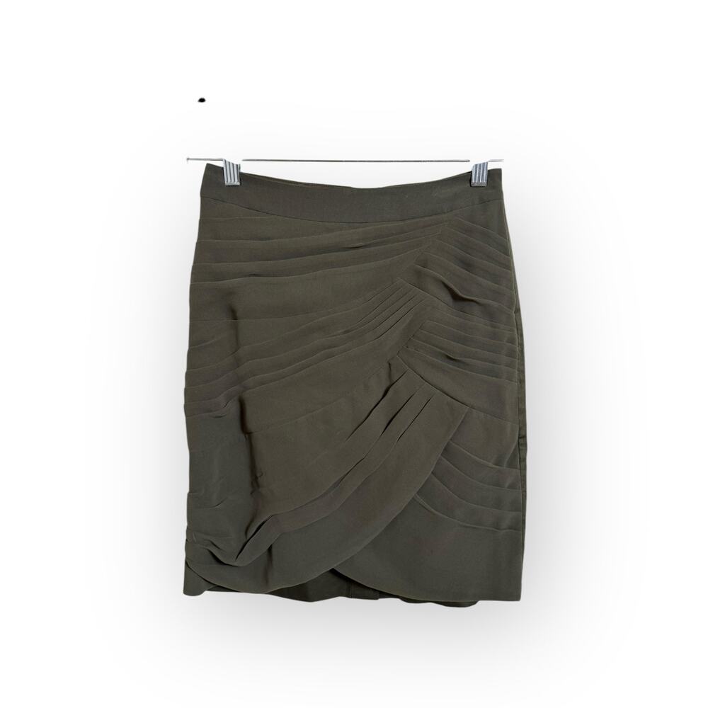 Banana Republic Women's Dark Green Ruffle Pleat Mini Pencil Skirt Size 0